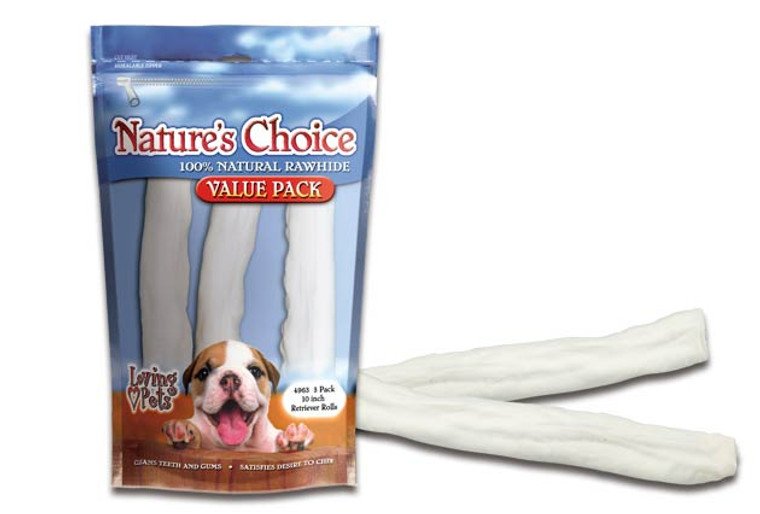Nature's Choice® - 10" White Rawhide Retriever Rolls (3 Pack)