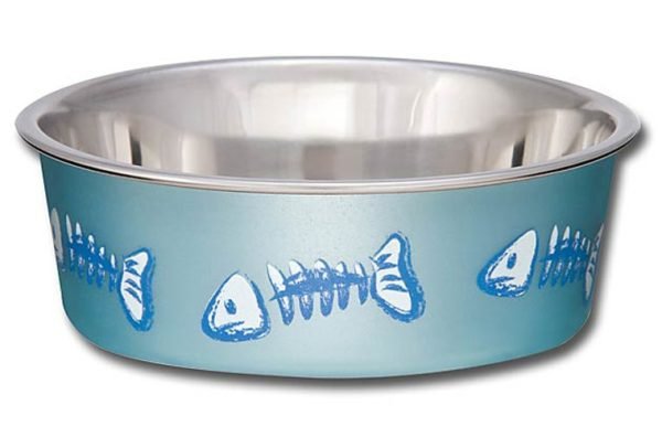 Bella Bowl Fish Skeleton Design - Metallic Ocean Blue