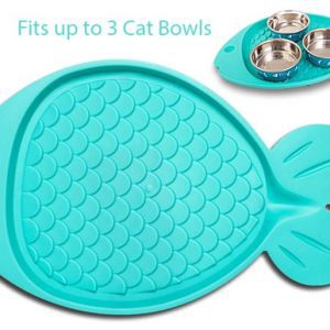 Bella Spill- Proof Cat Mat- Fish Shaped- Green