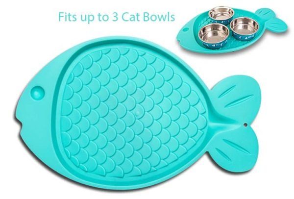 Bella Spill- Proof Cat Mat- Fish Shaped- Green